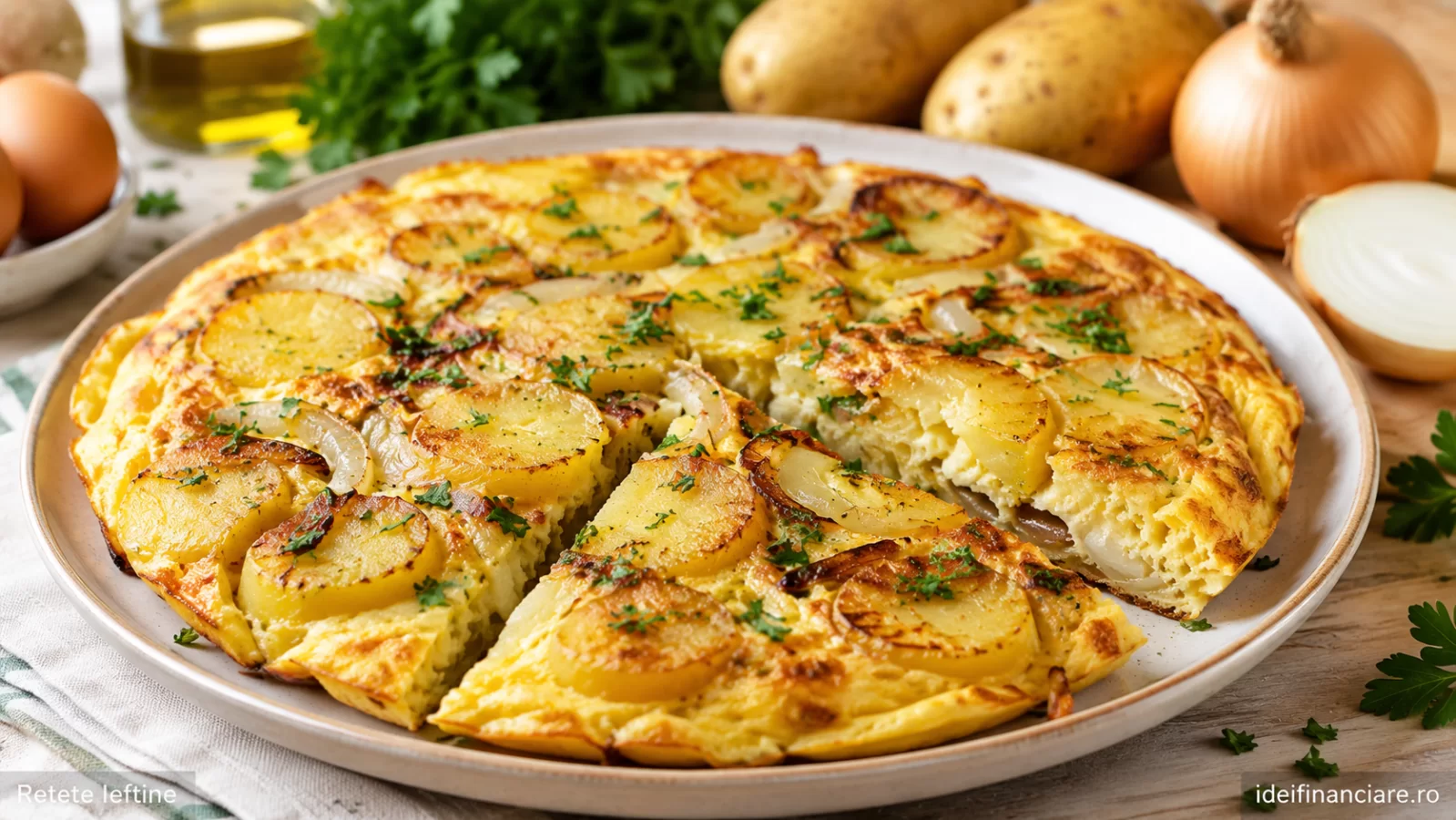 Omletă cu cartofi și ceapă